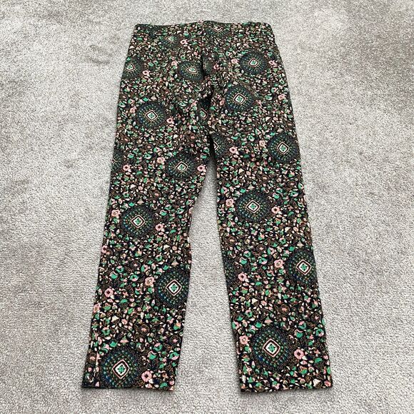 J.Crew Skimmer Crop Ankle Pants Womens 00 Navy Blue Floral Mid Rise Casual 28x25 - Picture 2 of 12